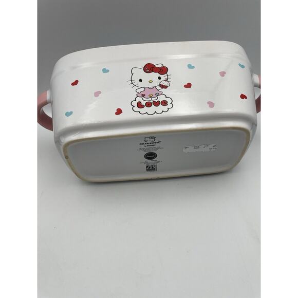 Hello Kitty Sanrio Valentines Day Hearts Love Ceramic Baking Loaf Pan NEW - Picture 9 of 10